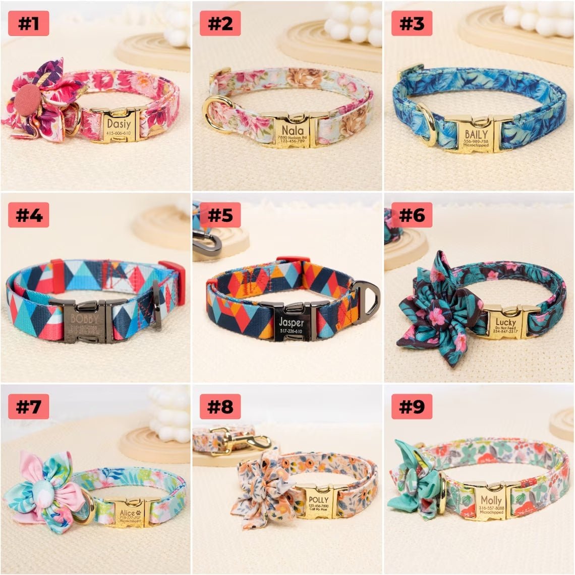 GEX Personalized Dog Collar Bow Tie Leash Set - GexWorldwide