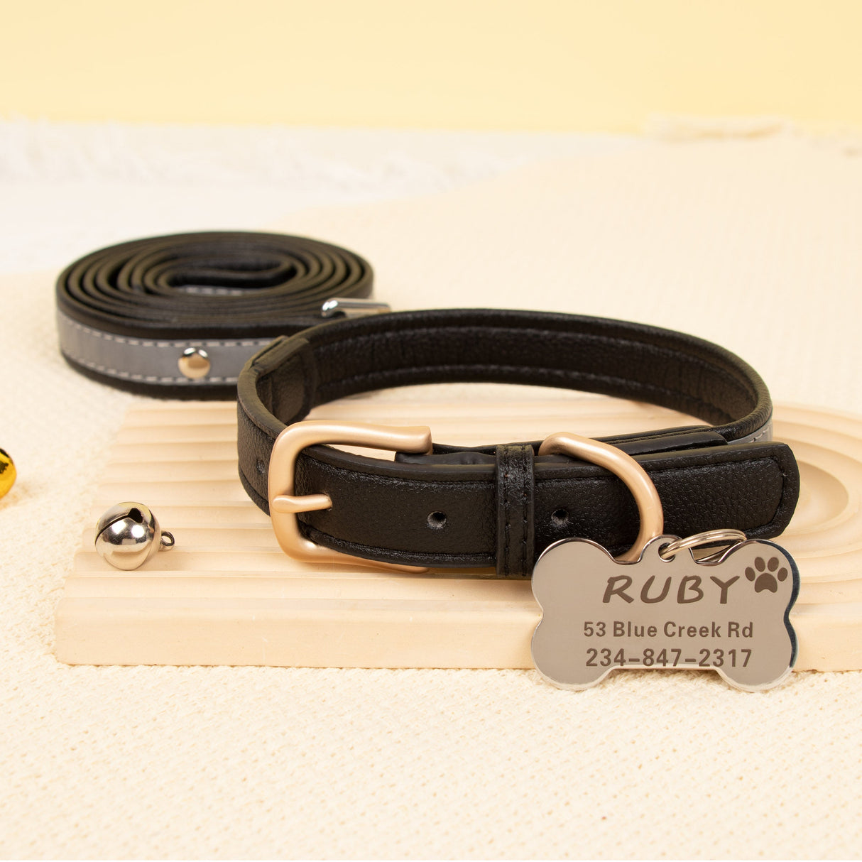 GEX Personalized Dog Collar Leather Dog ID Collar for Pet - GexWorldwide