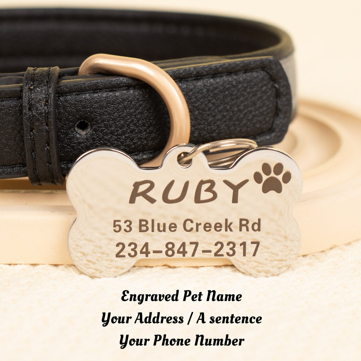 GEX Personalized Dog Collar Leather Dog ID Collar for Pet - GexWorldwide