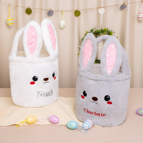 GEX Personalized Easter Bunny Basket Kids Plush Bunny Basket with Name - GexWorldwide