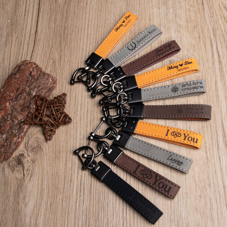 GEX Personalized Engraved Coordinates Leather Keychain - GexWorldwide