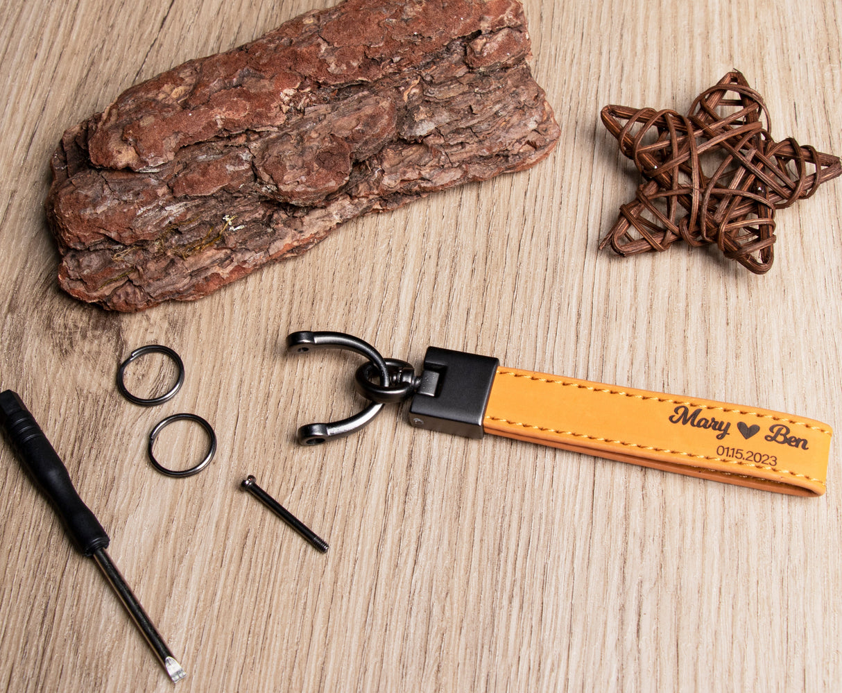 GEX Personalized Engraved Coordinates Leather Keychain - GexWorldwide