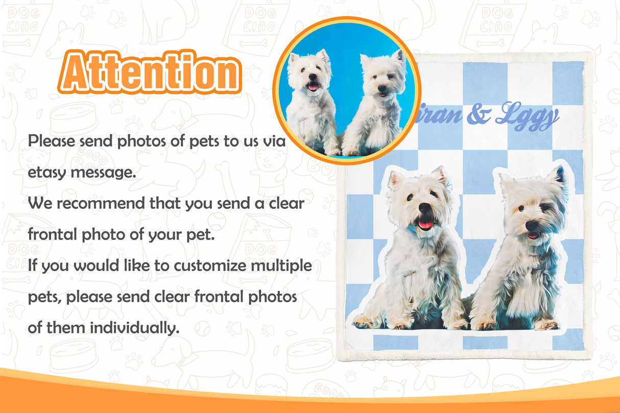 Gex Personalized Pet Art Portrait Blankets with Pets Photos - GexWorldwide