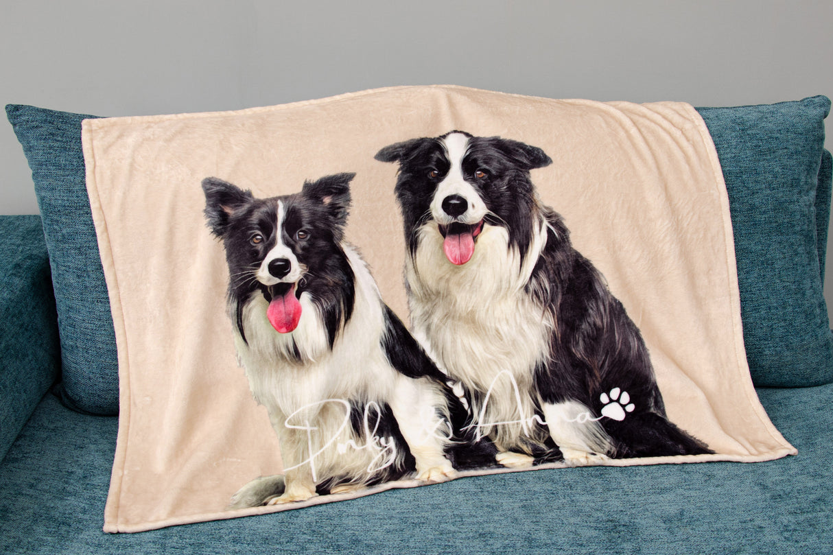 Gex Personalized Pet Art Portrait Photo Blankets with Name - GexWorldwide