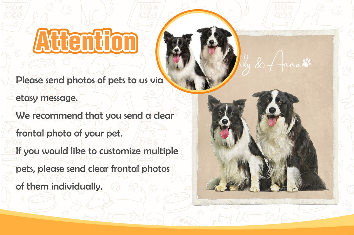 Gex Personalized Pet Art Portrait Photo Blankets with Name - GexWorldwide