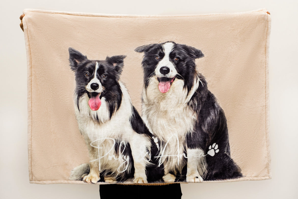 Gex Personalized Pet Art Portrait Photo Blankets with Name - GexWorldwide