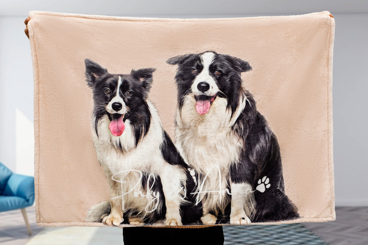 Gex Personalized Pet Art Portrait Photo Blankets with Name - GexWorldwide