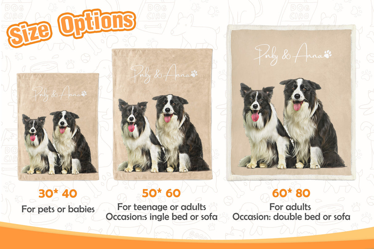Gex Personalized Pet Art Portrait Photo Blankets with Name - GexWorldwide