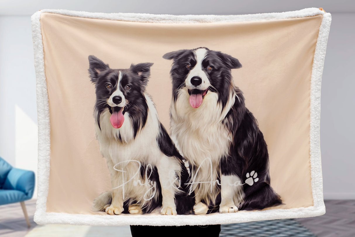 Gex Personalized Pet Art Portrait Photo Blankets with Name - GexWorldwide