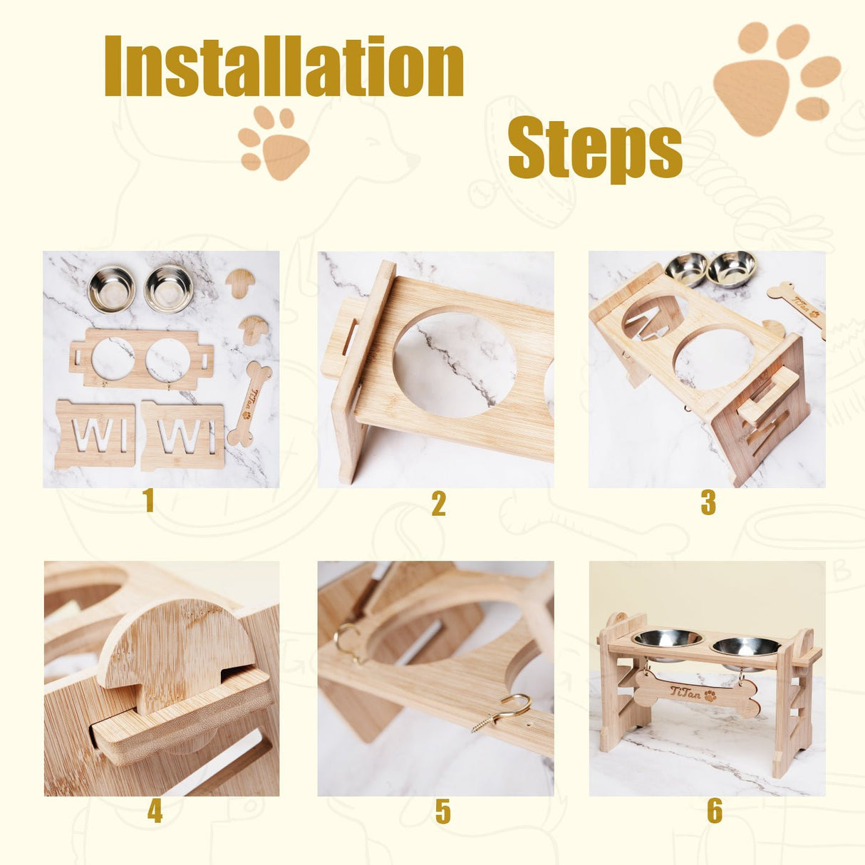 GEX Personalized Pet Bowl Stand Wooden Dog Bowl Holder - GexWorldwide