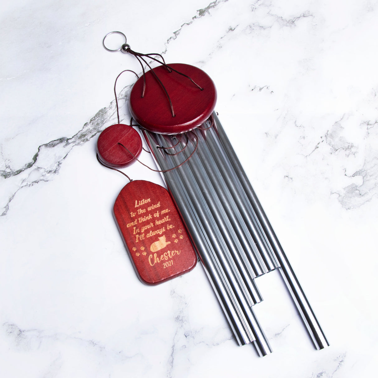 GEX Personalized Pet Memorial Wind Chime with Engraved Pet Name - GexWorldwide