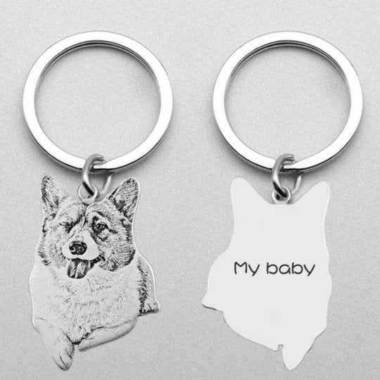 GEX Personalized Pet Photo Key Chain Pet Portrait Shaped Memorial Gift - GexWorldwide