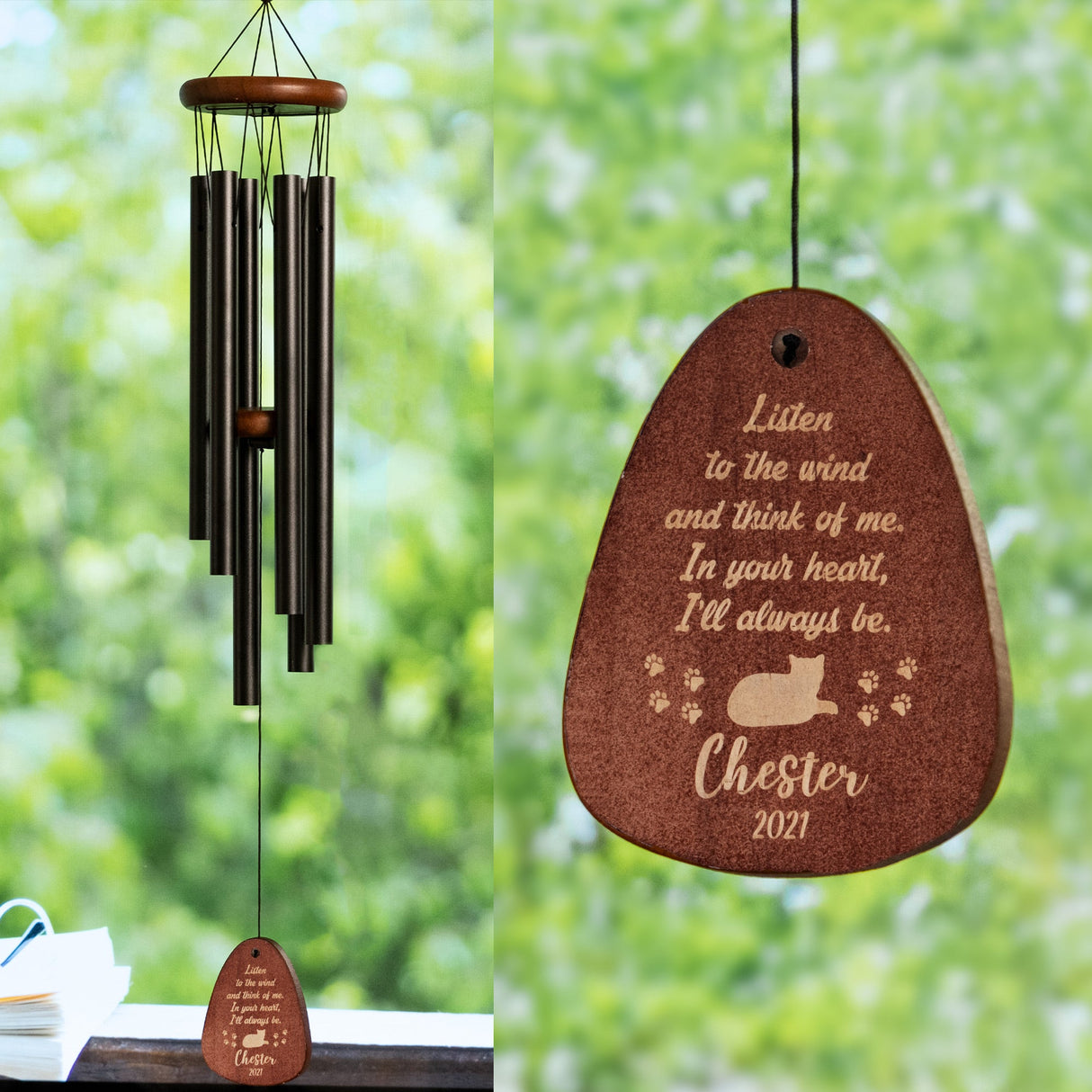 GEX Personalized Pet Wind Chime Engrave Pet Name Memorial Wind Chime - GexWorldwide