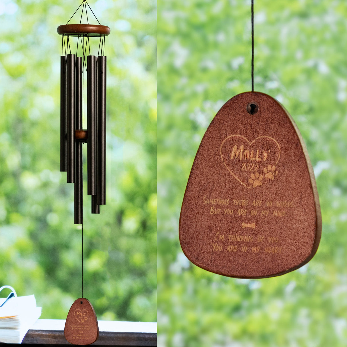 GEX Personalized Pet Wind Chime Engrave Pet Name Memorial Wind Chime - GexWorldwide