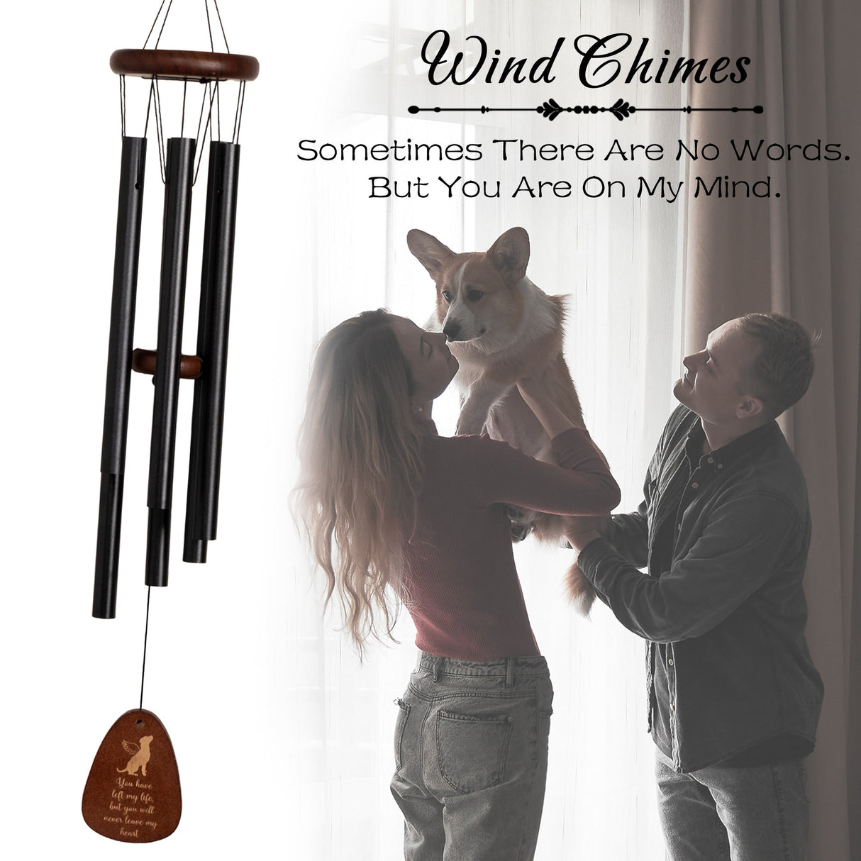 GEX Personalized Pet Wind Chime Engrave Pet Name Memorial Wind Chime - GexWorldwide