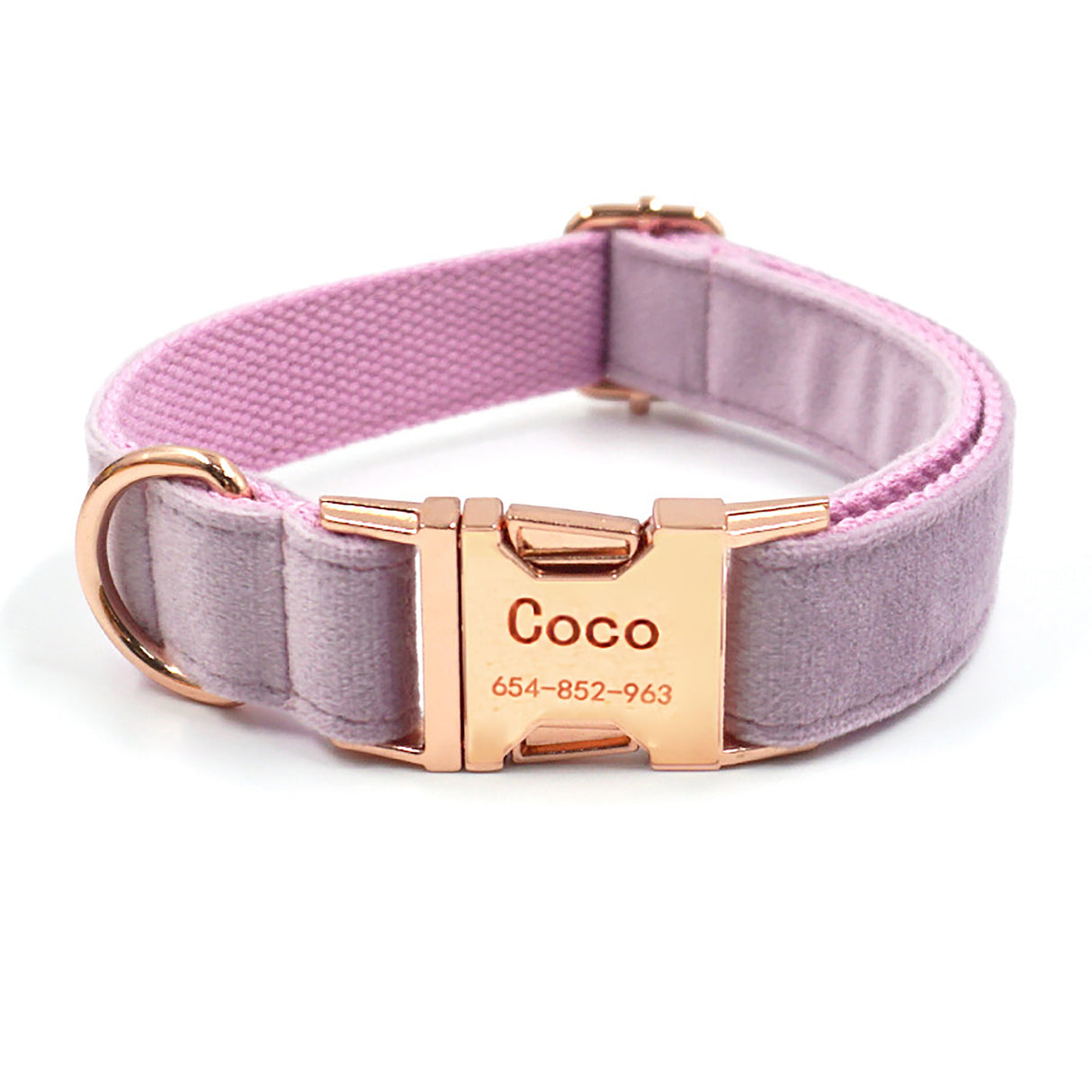 GEX Personalized Velvet Dog Collar and Harness Set with Engraved Dog Name - GexWorldwide