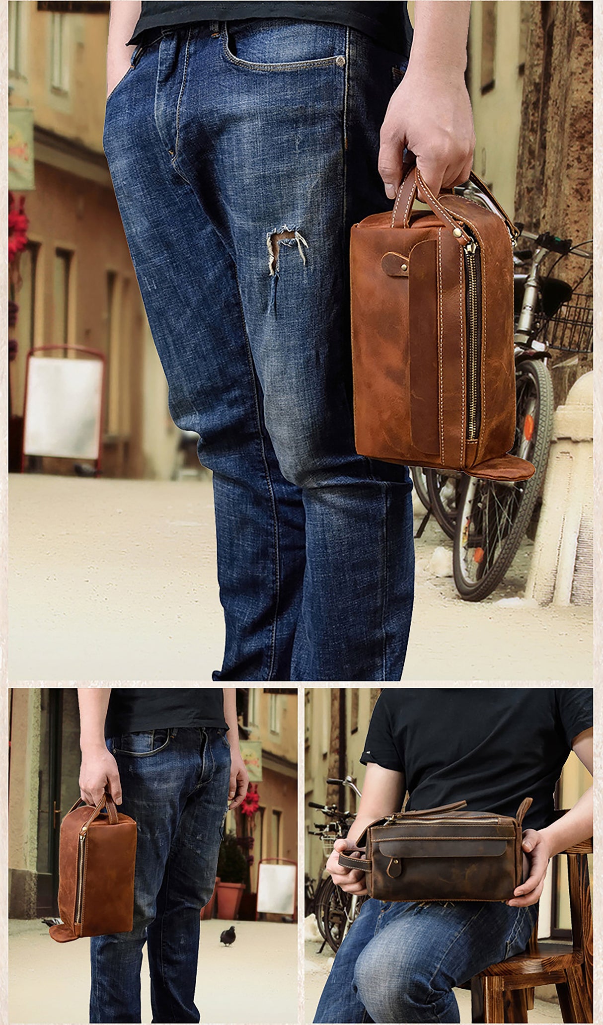 GEX Personalized Waterproof Leather Toiletry Bag - GexWorldwide