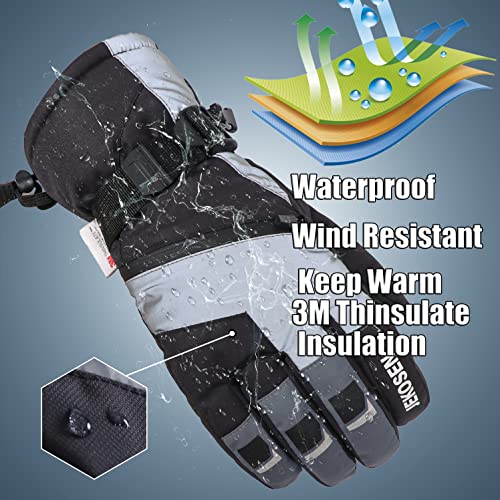 JEKOSEN Black Ski Gloves Waterproof Touchscreen Snowboard Cold Weather Keep Warm Snow Gloves - GexWorldwide