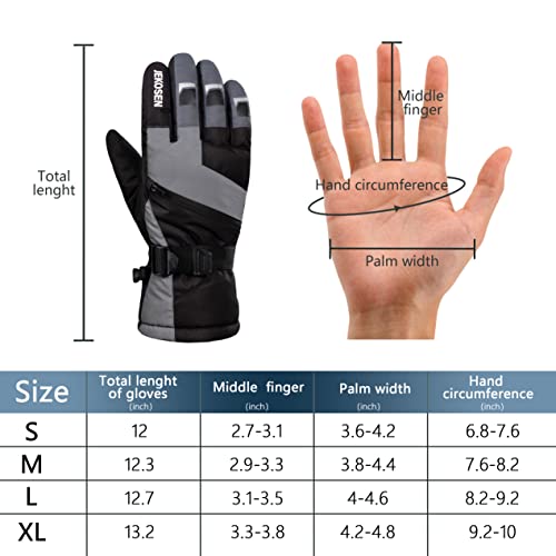 JEKOSEN Black Ski Gloves Waterproof Touchscreen Snowboard Cold Weather Keep Warm Snow Gloves - GexWorldwide