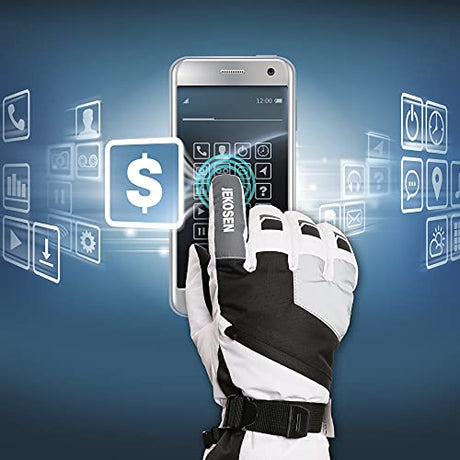 JEKOSEN Black Ski Gloves Waterproof Touchscreen Snowboard Cold Weather Keep Warm Snow Gloves - GexWorldwide