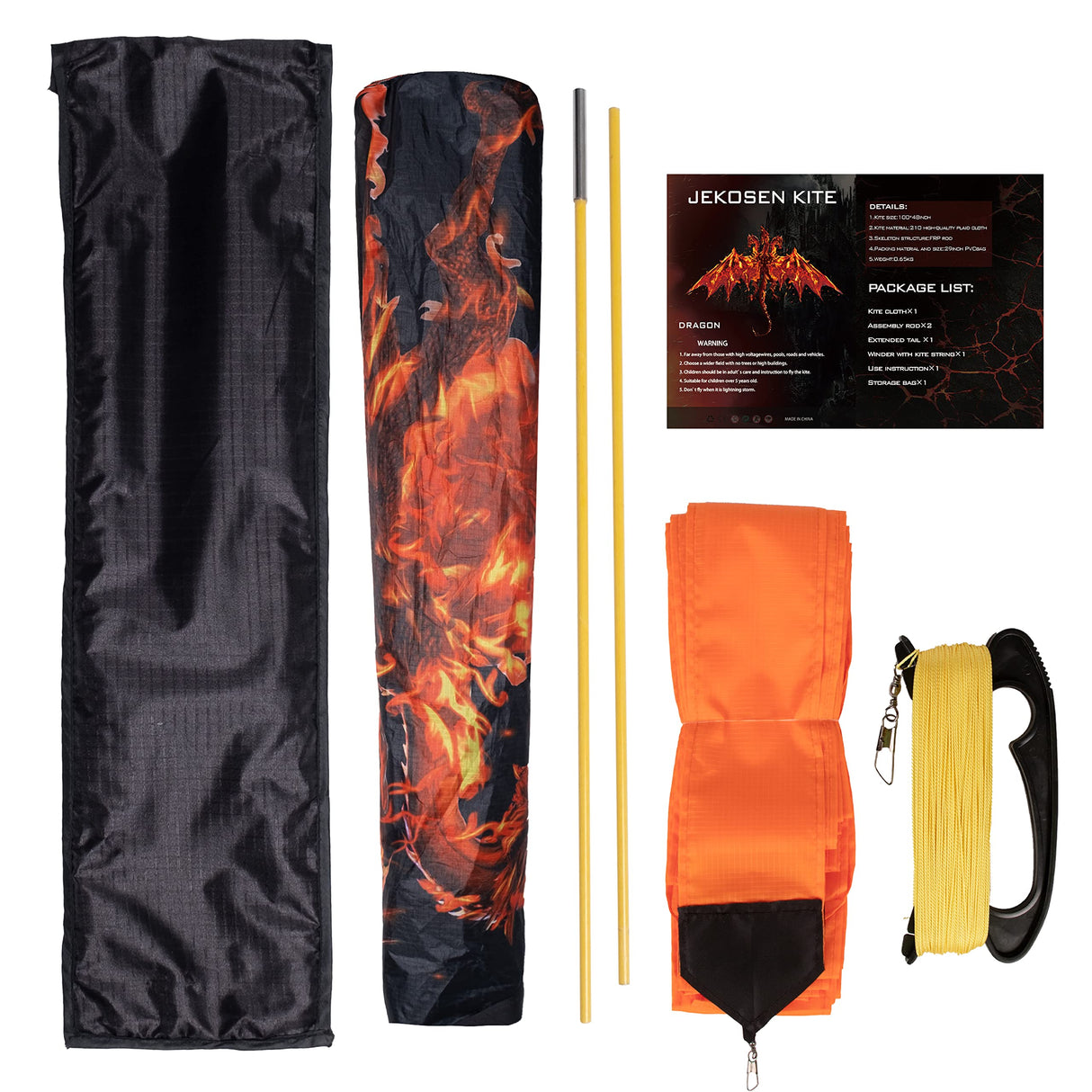 JEKOSEN Giant Delta Dragon Kites with 787" Extended Tail Easy to Fly Suitable for Children and Adults Beach Park Activities - GexWorldwide