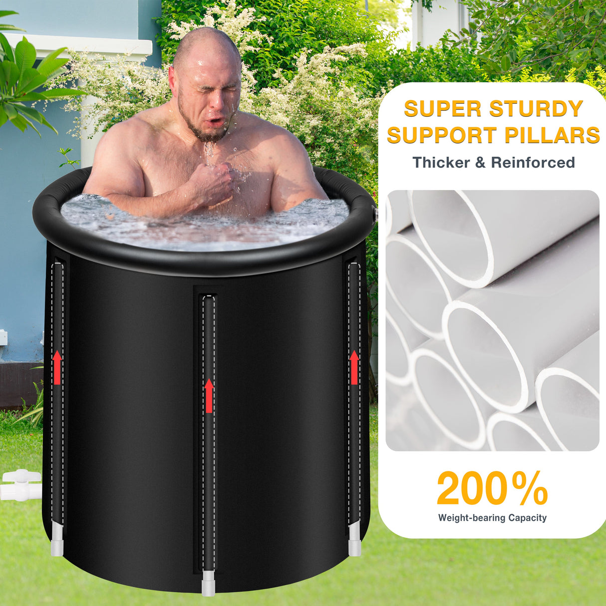 JEKOSEN Ice Bath Tub for Athletes - Portable 85 Gallons Freestanding Bathtub - Indoor/Outdoor - 29.5"x 29.5" - GexWorldwide