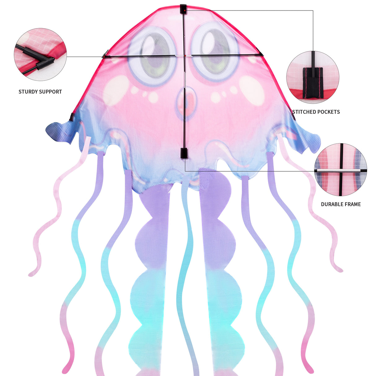 JEKOSEN Large Jellyfish Kite Easy to Fly Single String Suitable for Kids Toddlers Adults Beach Park Outdoor Activities - GexWorldwide