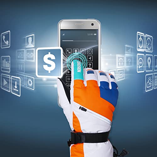 JEKOSEN Orange Ski Gloves Waterproof Touchscreen Snowboard Cold Weather Keep Warm Snow Gloves - GexWorldwide