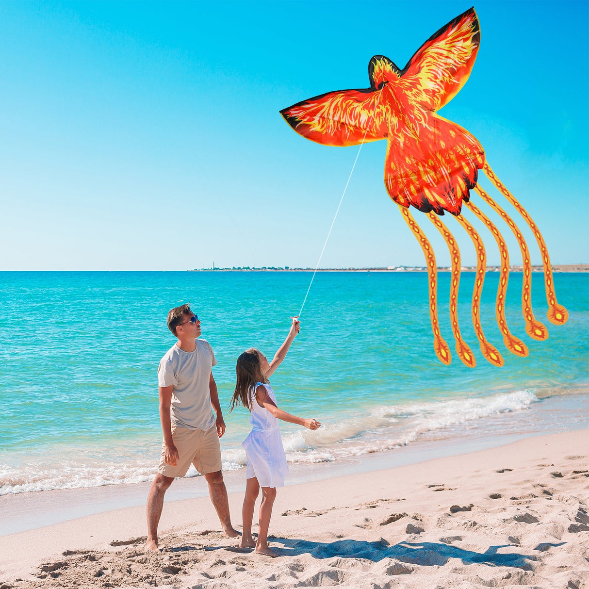JEKOSEN Phoenix Huge Kite 6 tails Easy to Fly Suitable for Children and Adults Travel Beach Park Outdoor Activities - GexWorldwide