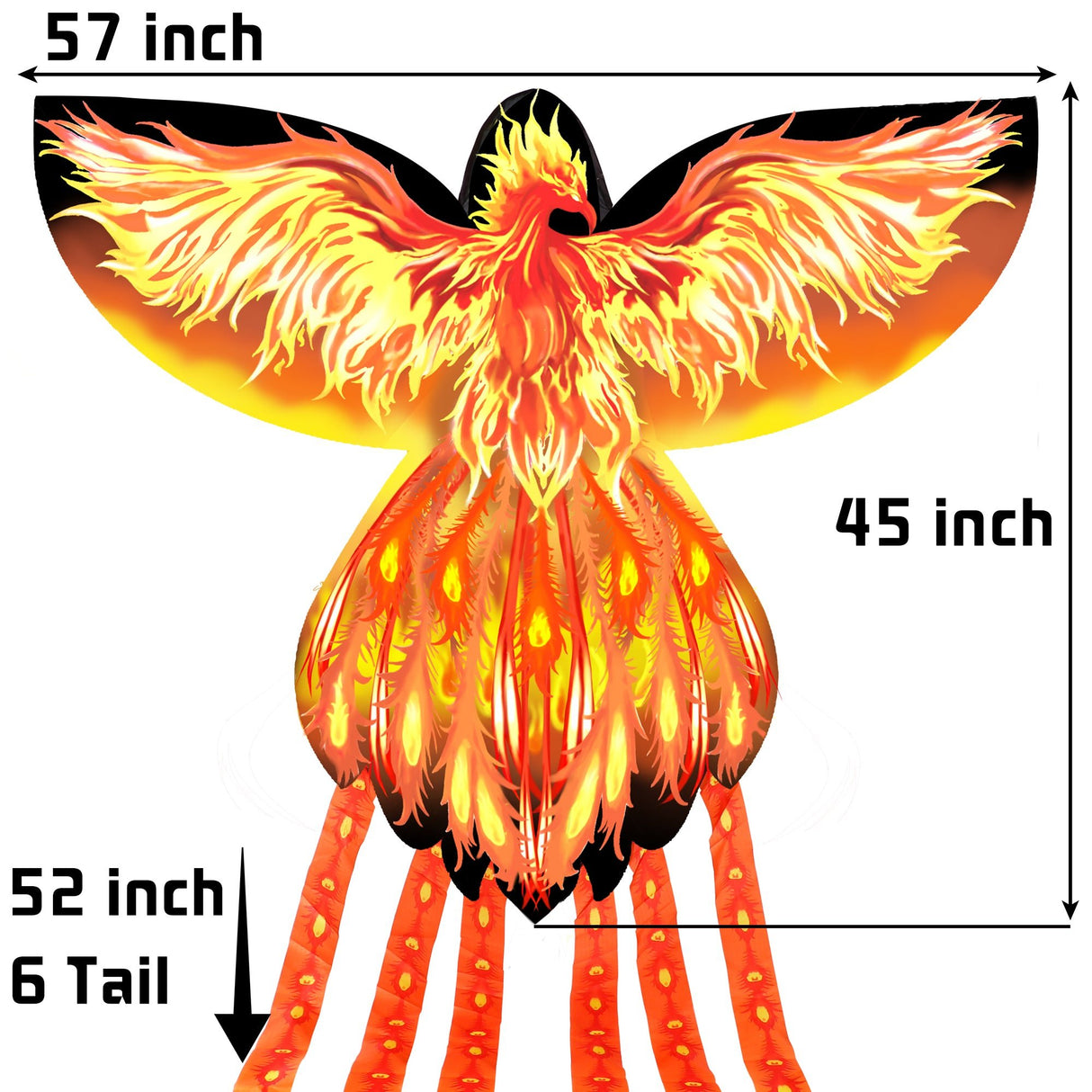 JEKOSEN Phoenix Huge Kite 6 tails Easy to Fly Suitable for Children and Adults Travel Beach Park Outdoor Activities - GexWorldwide