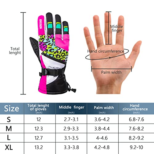 JEKOSEN Pink Ski Gloves Waterproof Touchscreen Snowboard Cold Weather Keep Warm Snow Gloves - GexWorldwide