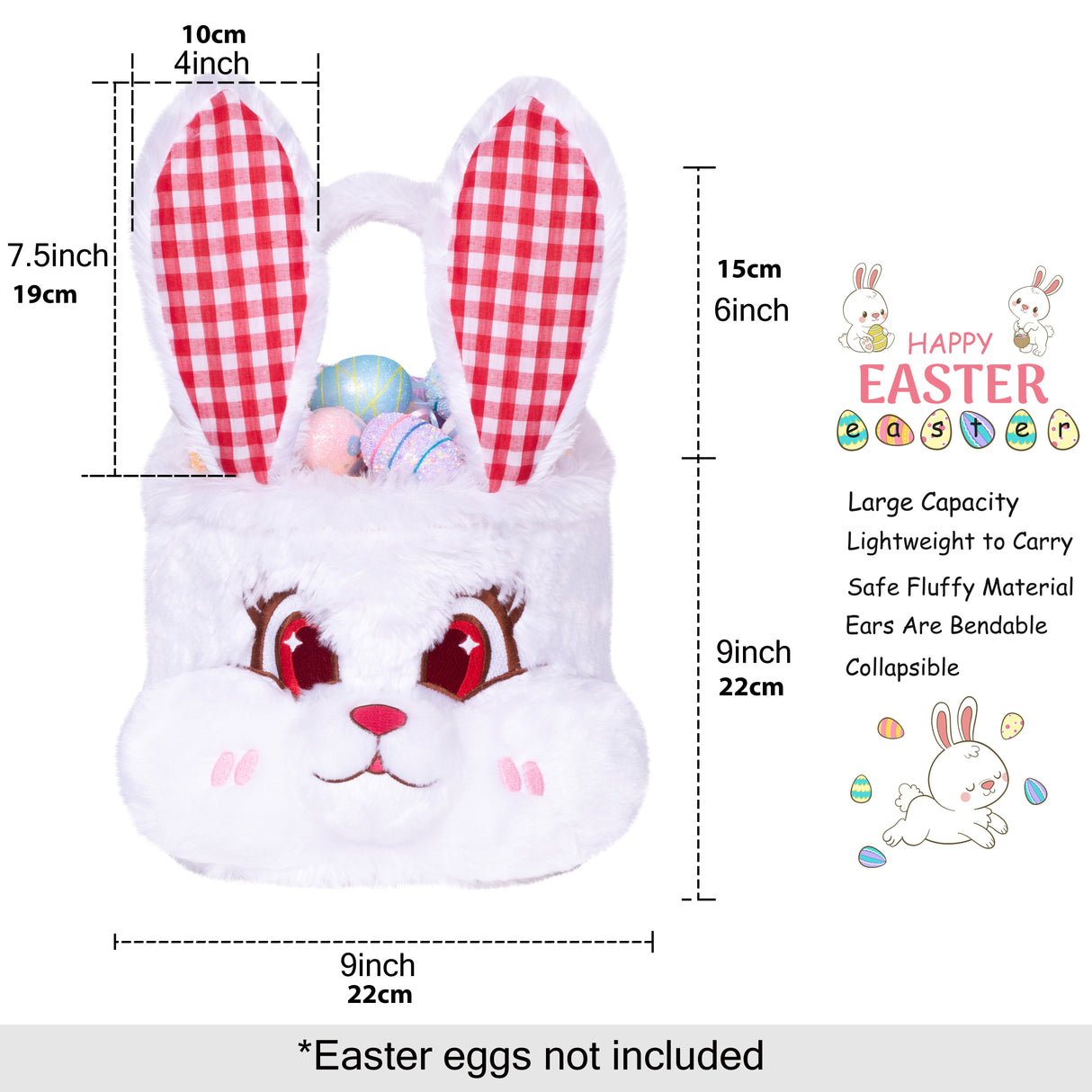 LUBOT 3D Cute Plush Bunny Easter Basket for Kids - GexWorldwide