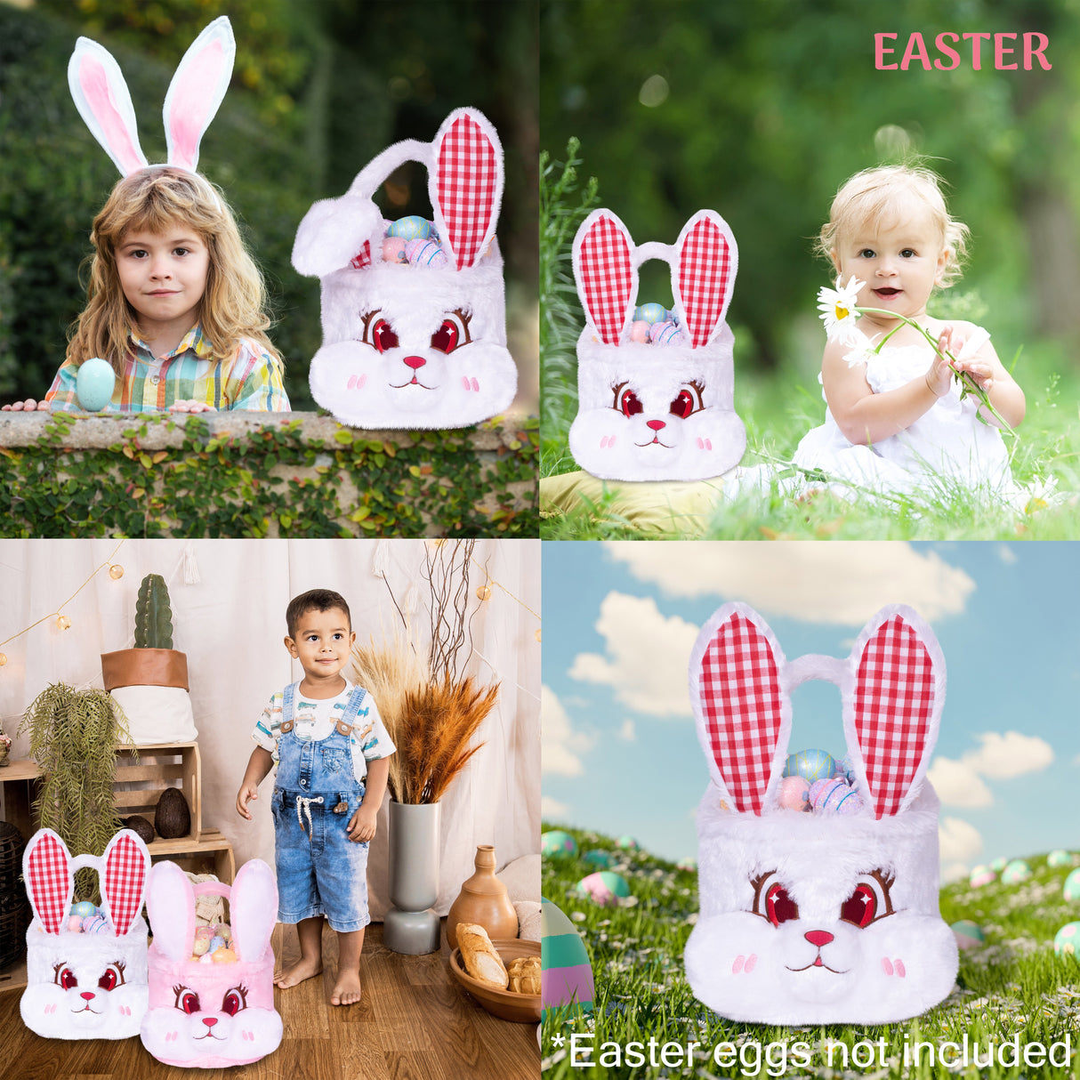 LUBOT 3D Cute Plush Bunny Easter Basket for Kids - GexWorldwide