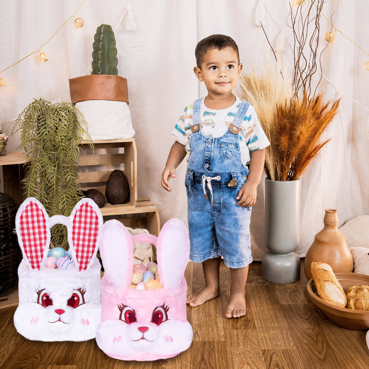 LUBOT 3D Cute Plush Bunny Easter Basket for Kids - GexWorldwide