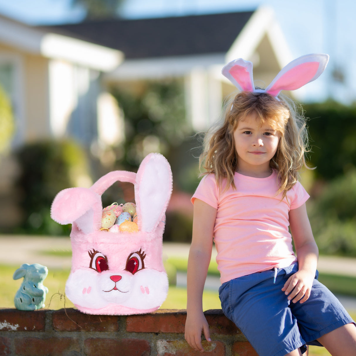 LUBOT 3D Cute Plush Bunny Easter Basket for Kids - GexWorldwide