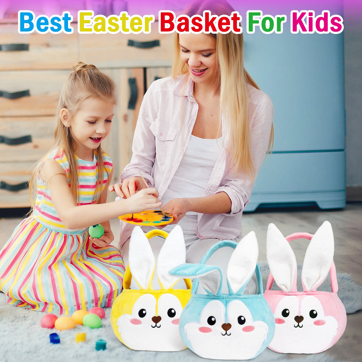 LUBOT Bunny Plush Easter Basket for Kids - GexWorldwide