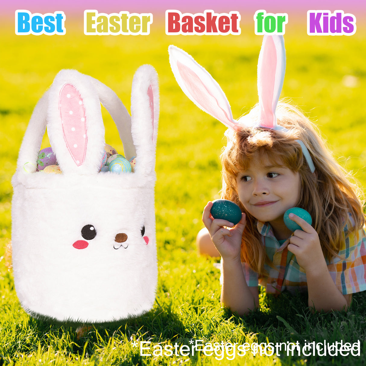 LUBOT Cute Bunny Plush Easter Basket for Kids - GexWorldwide