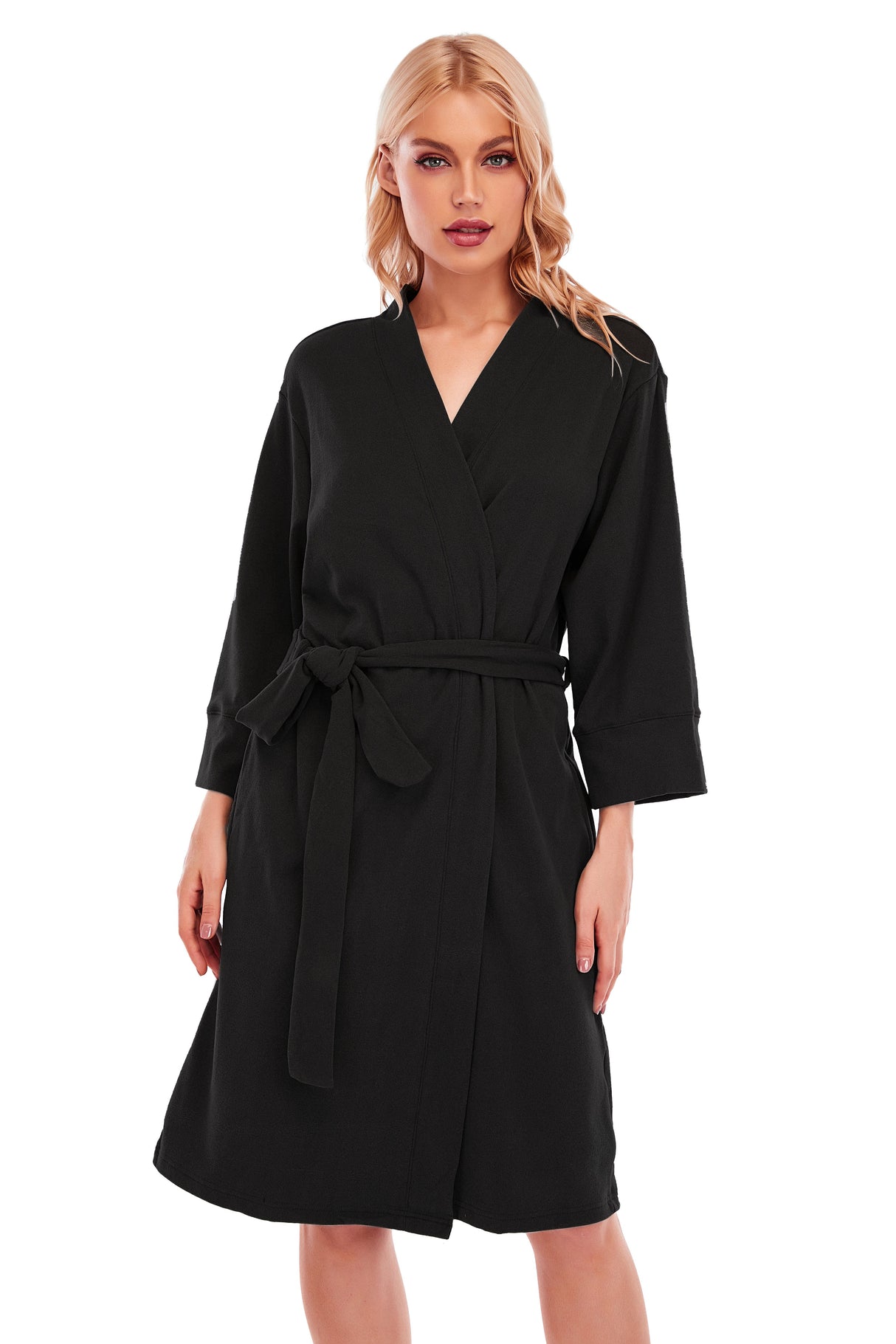 LUBOT Women's Robes Bathrobe Lightweight Microfleece Loungewear Black - GexWorldwide