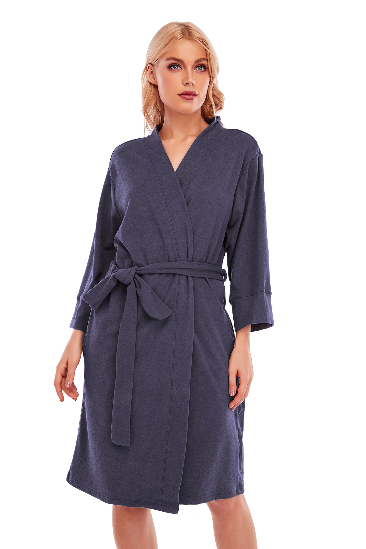 LUBOT Women's Robes Bathrobe Lightweight Microfleece Loungewear Blue - GexWorldwide