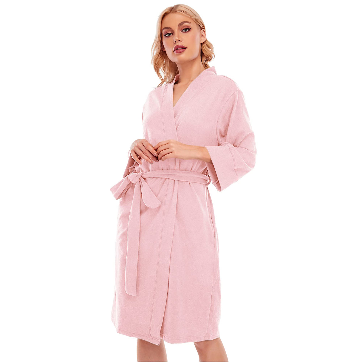 LUBOT Women's Robes Bathrobe Lightweight Microfleece Loungewear Pink - GexWorldwide