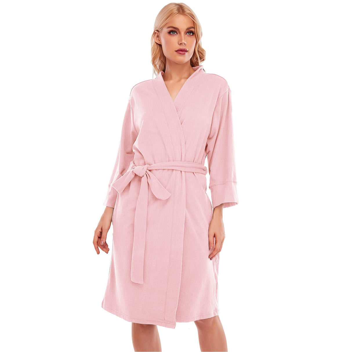 LUBOT Women's Robes Bathrobe Lightweight Microfleece Loungewear Pink - GexWorldwide
