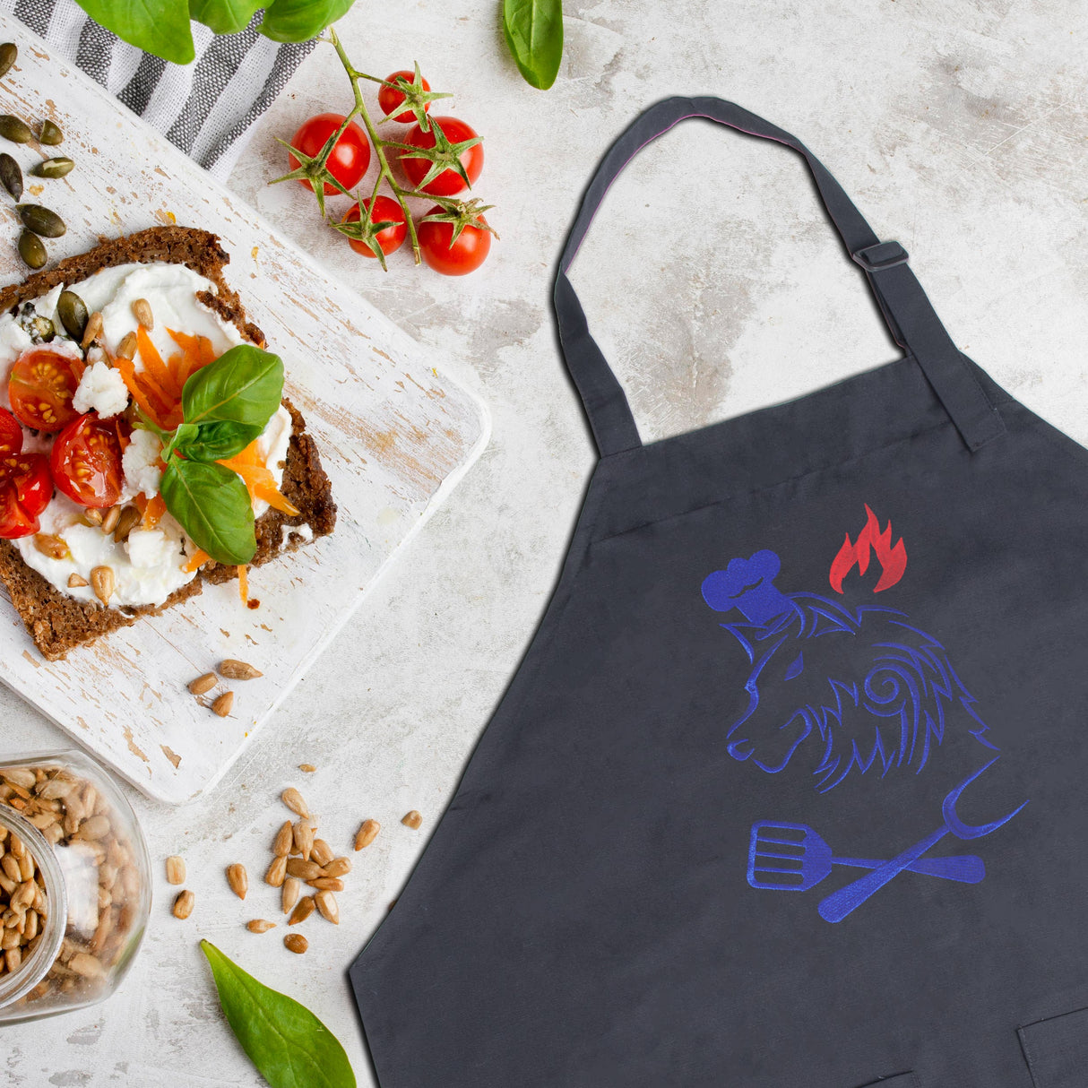 SINUOLIN Embroidered Apron with Pocket Cooking Apron for Men and Women - GexWorldwide