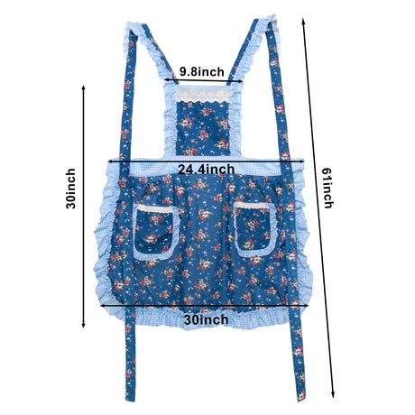 SINUOLIN Floral Apron with Pockets and Adjustable Shoulder Straps for Cooking and Baking Women Apron Gifts - GexWorldwide