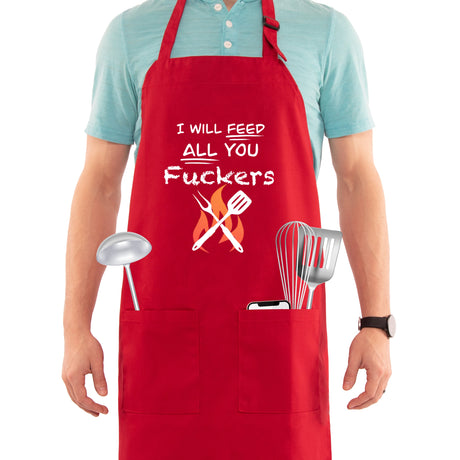 SINUOLIN Hot Stamping Apron with Pocket Cooking Apron for Men and Women Thanksgiving - GexWorldwide