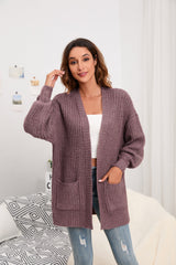 Women's Cardigan Sweater Oversized Cable Chunky Knit Coat Coral - GexWorldwide