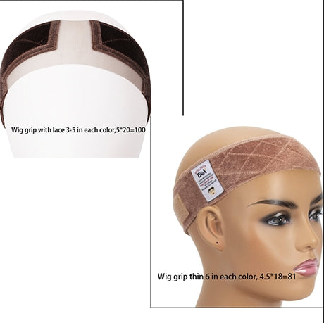 GEXWORLDWIDE Flexible Velvet Wig Grip Scarf Head Band Adjustable Fastern Cream