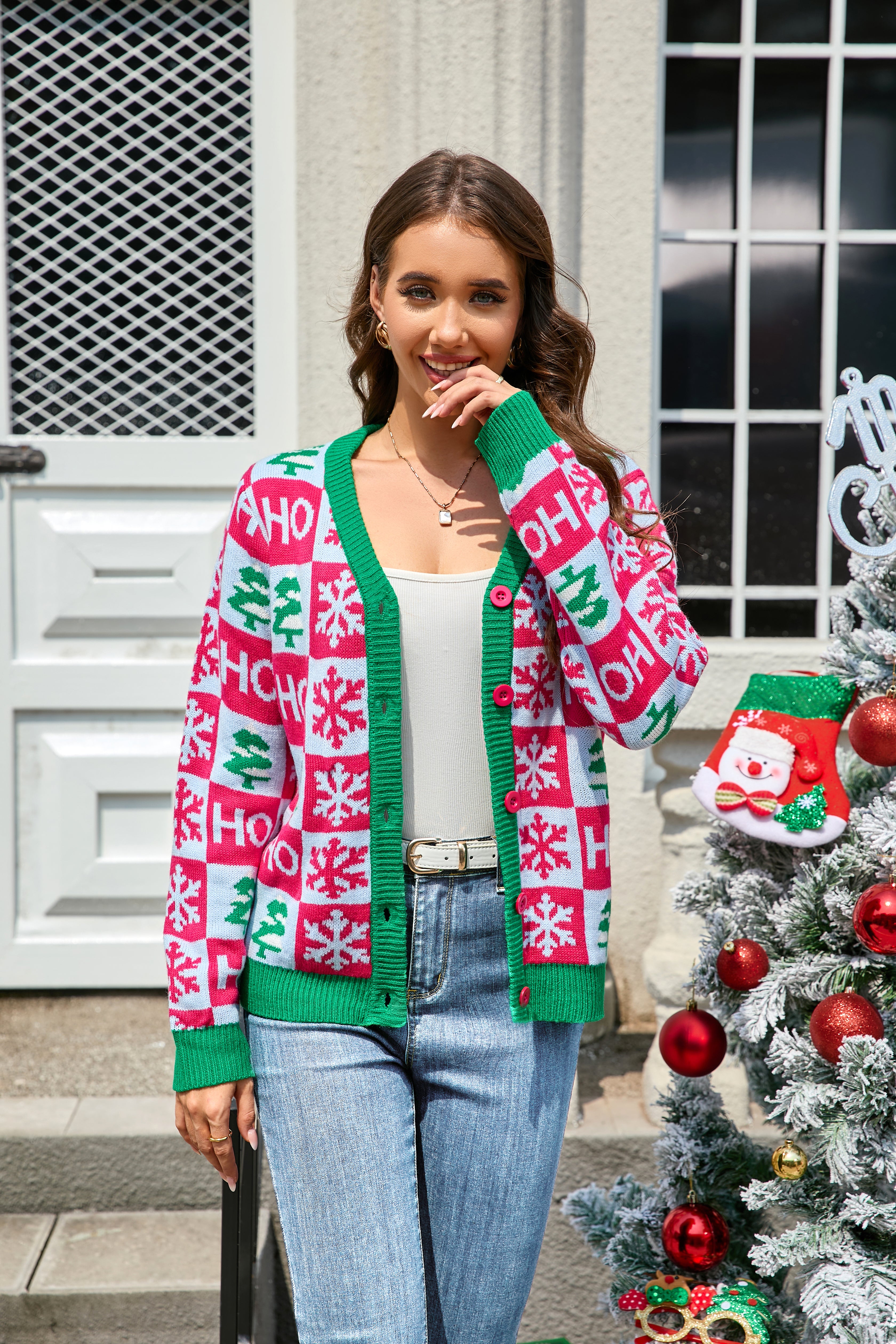 LUBOT 2024 Ugly Christmas Sweater for Women Cardigan LUBOT 2024 Ugly Christmas Sweater for Women Cardigan