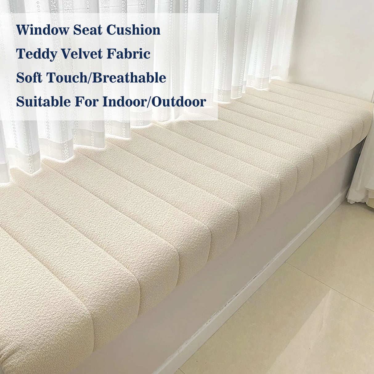 GEX Teddy Velvet Fabric Custom Size Bench Cushion Pads Multi Colors 70D High-Resilience Foam