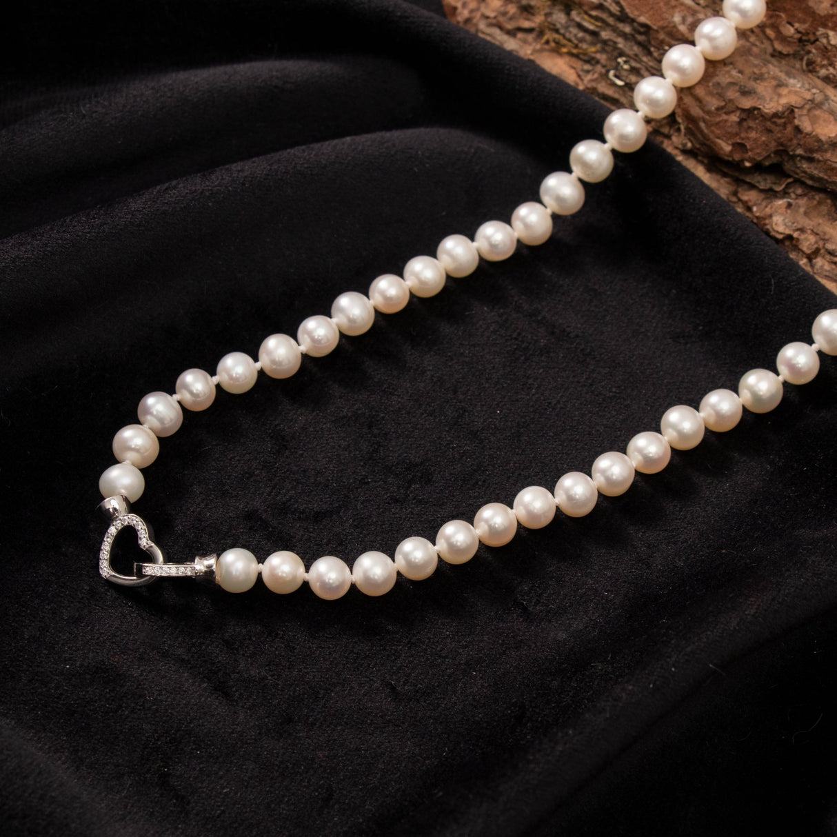 BURLAP LIFE Real Freshwater Pearl Women Necklace - Heart Zircon - GexWorldwide