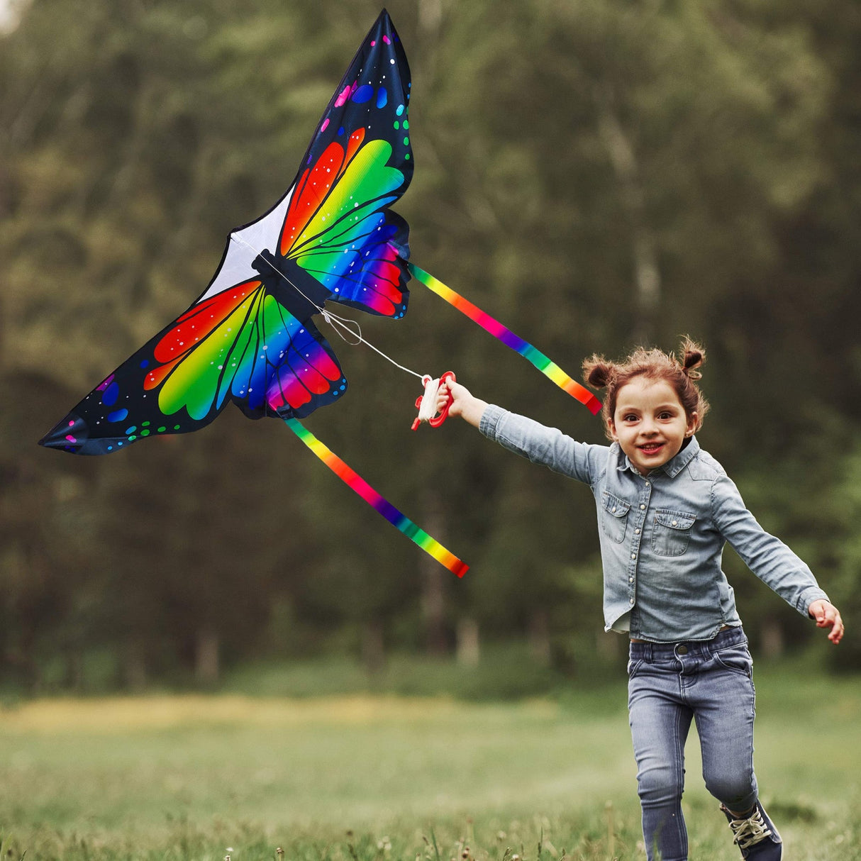 JEKOSEN Rainbow Butterfly Kite Single Rope 55"*28.5"*55" - GexWorldwide